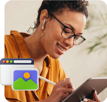 Imagen de una joven con una tablet